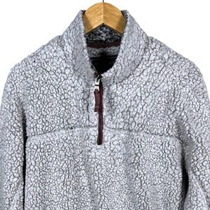 True Grit American Outdoor Co Mens Sherpa Fleece Pullover Quarter Zip Gray M